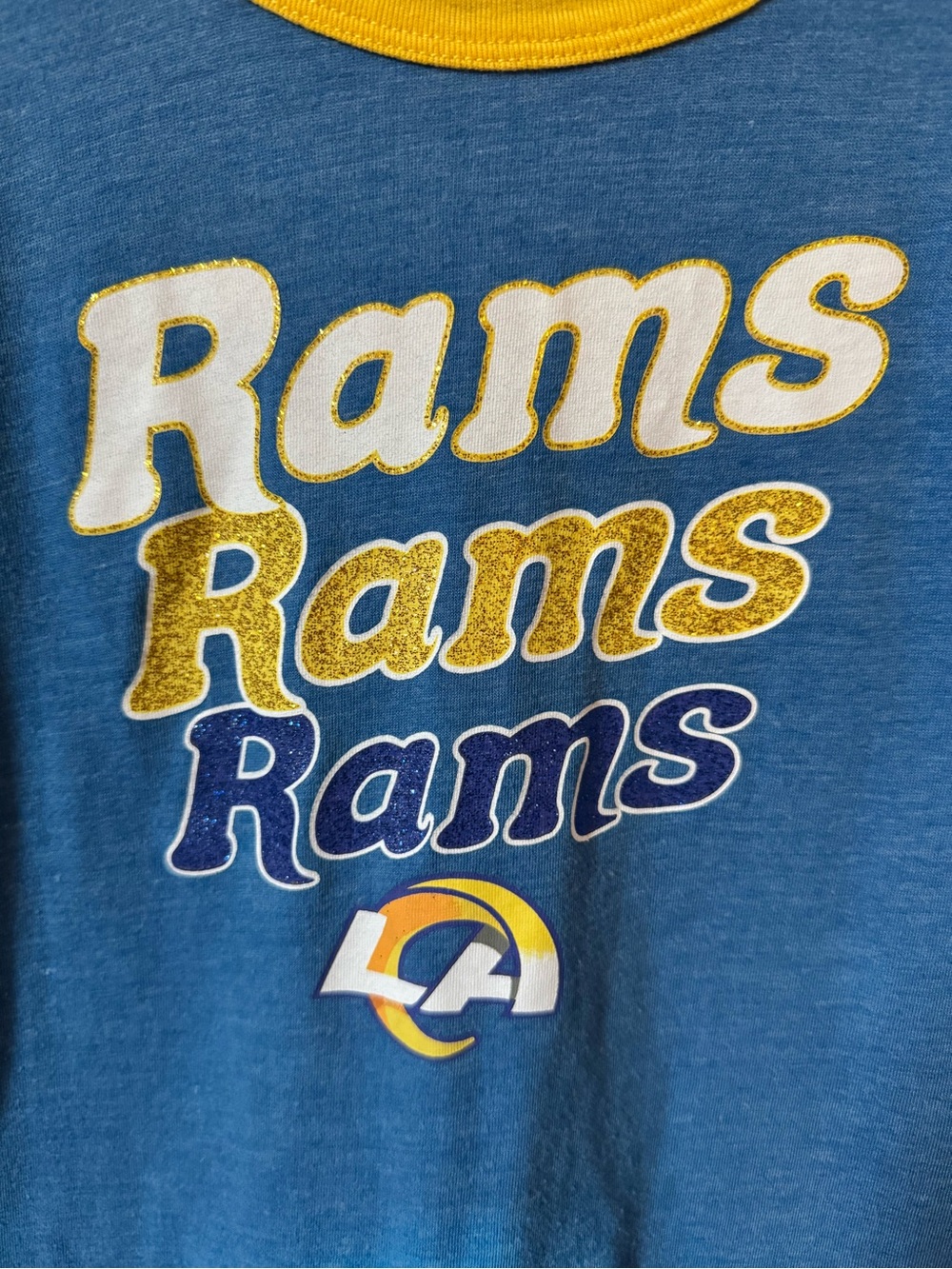 NFL Blue and Gold Kids Rams Ringer Tee - Picture 2 of 4